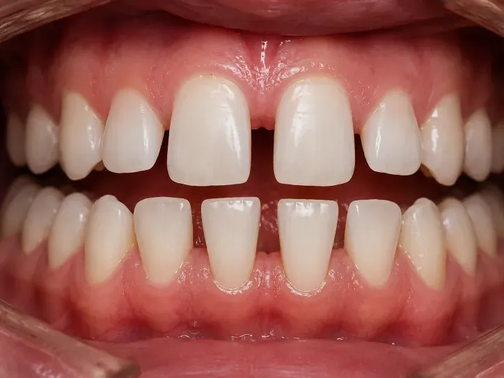 Caso de espacios entre dientes cerrados con alineadores goaligner